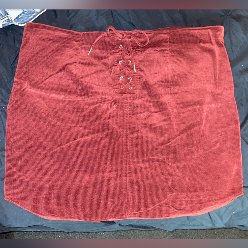 Corduroy Maroon Mini Skirt